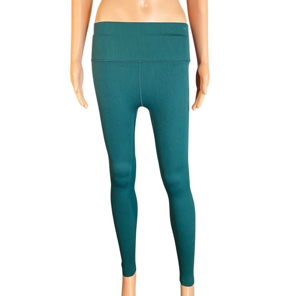 DSG Ribbed Leggings Workout Wear Teal Green Stretchy Performance Wear Gym SZ XS